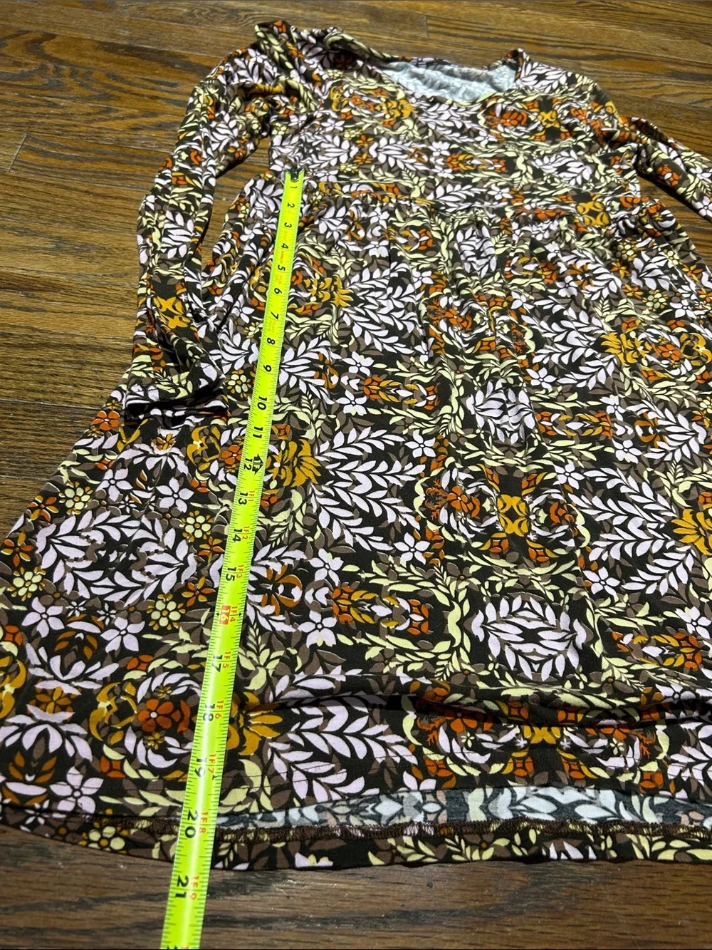Girls Floral Pattern Long Sleeve Dress - Brown & Yellow